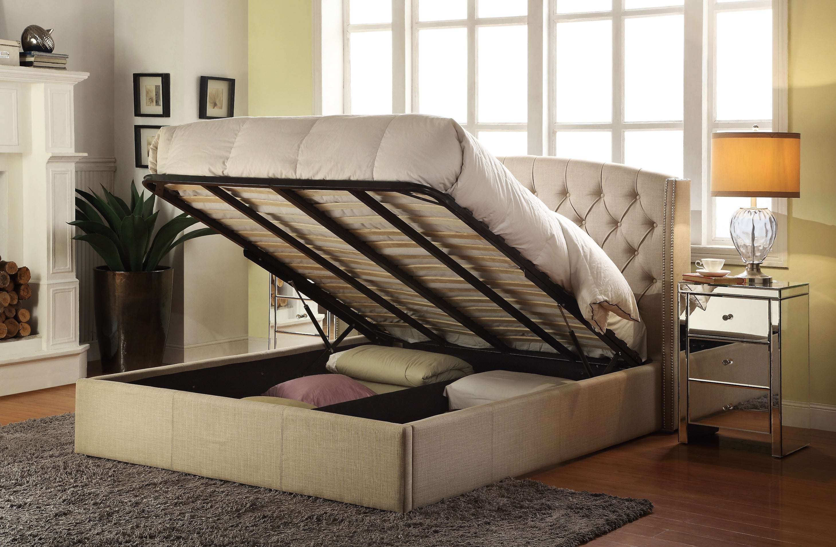 Hampton Gas Lift Upholstered Storage Bed frame